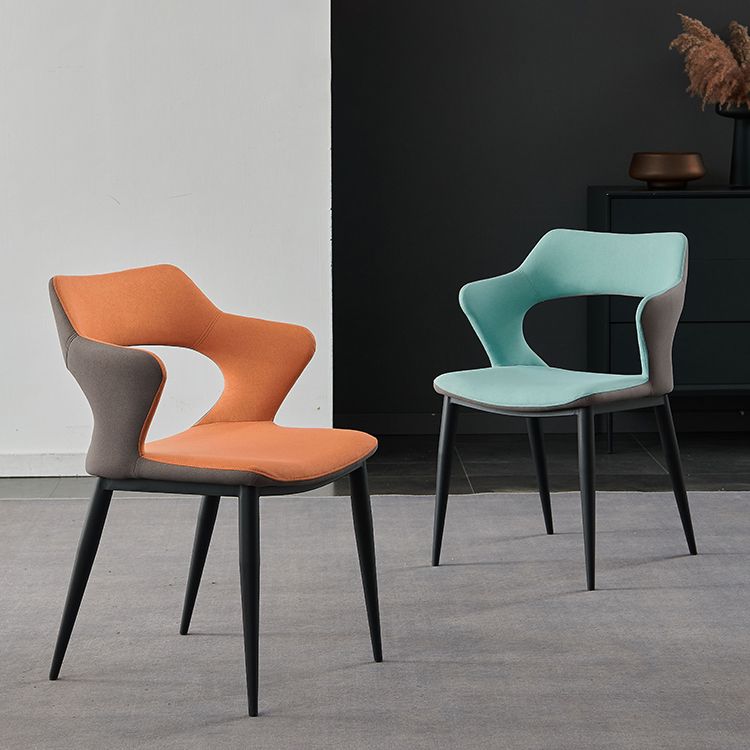 Contemporary Metal Dining Room Chairs Linen Fabric Dining Chair for Home Use