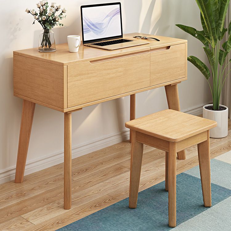 Scandinavian 29.52" Height Solid Wood Table Makeup Vanity with Mirror