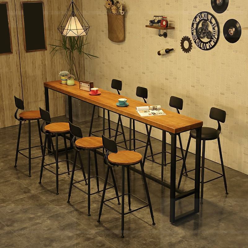 Industrial Rectangle Bistro Bar Desk Coffee Shop Trestle Bistro Bar Table
