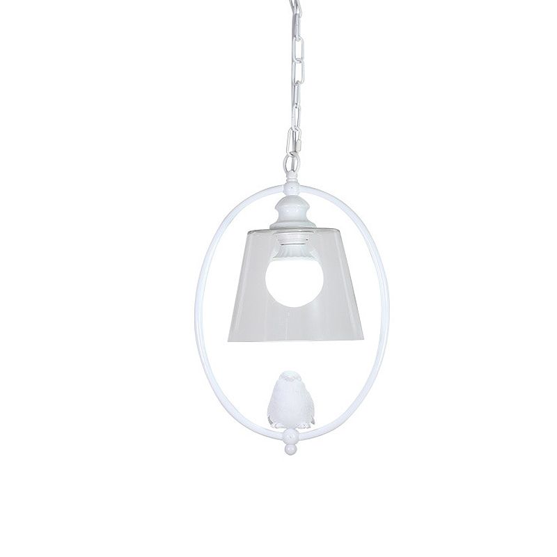 Kit de lámpara colgante ovalada 1 cabeza 1 cabeza blanca/luz de techo colgante negro con tono de vidrio transparente de barril
