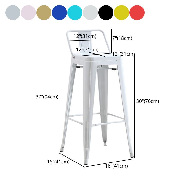 Industrial Iron Low Back Barstool Simple Indoor Tall Stool with Square Seat