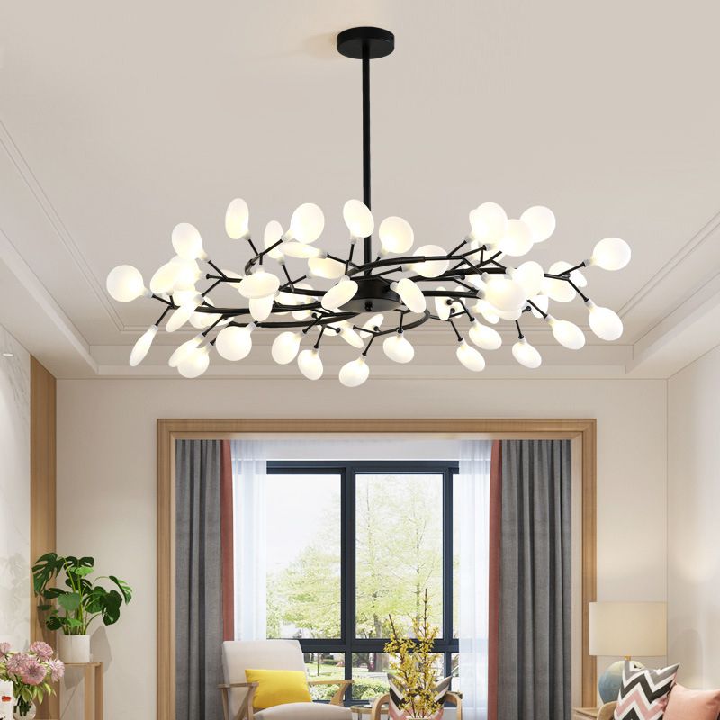 Modern Simple Fireflies Ceiling Chandelier Metal Suspension Light for Bedroom