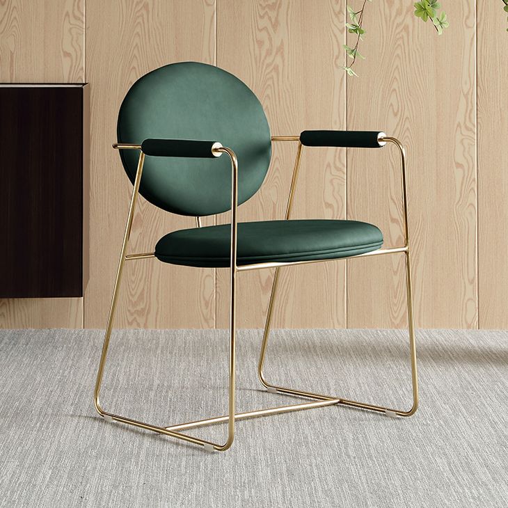 Silla de comedor interior tapizada de metal con respaldo abierto, sillón interior de estilo moderno, individual