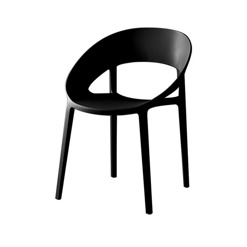 Plástico de estilo minimalista que cena la parte posterior abierta de la silla sin brazos que cena la silla lateral