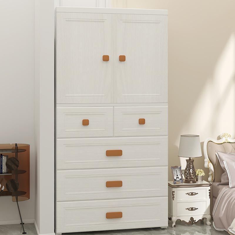 White Plastic Wardrobe Armoire with Legs Contemporary Wardrobe Closet