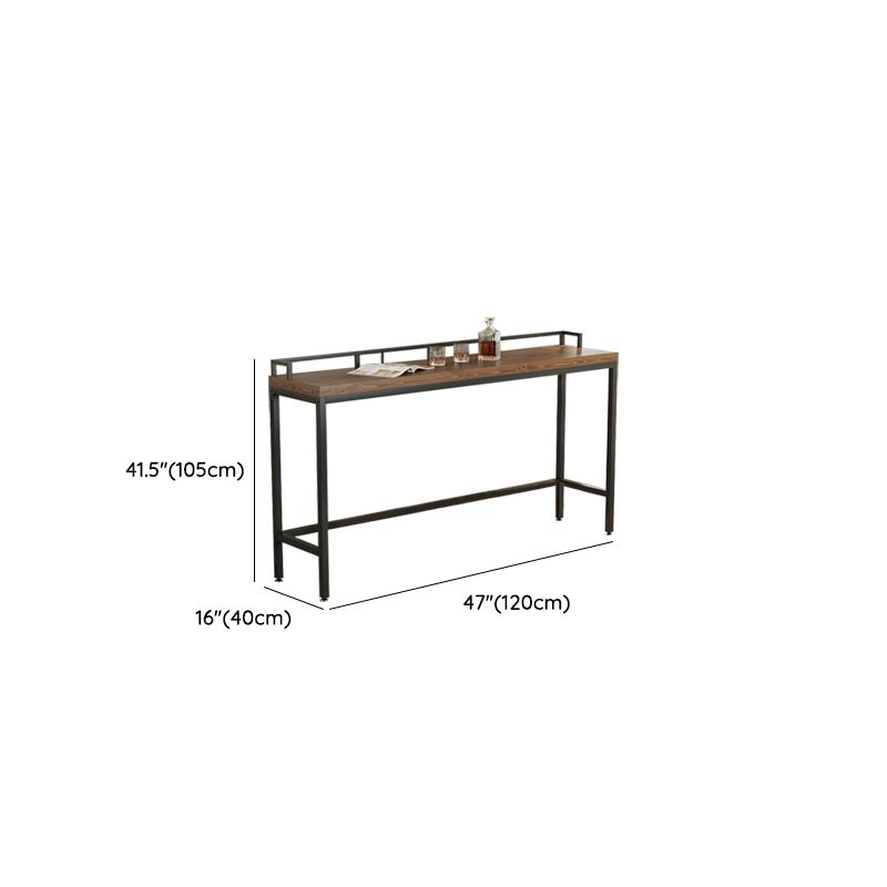 Rectangular Bar Height Table Wood Top Bistro Bar Table with Trestle Base