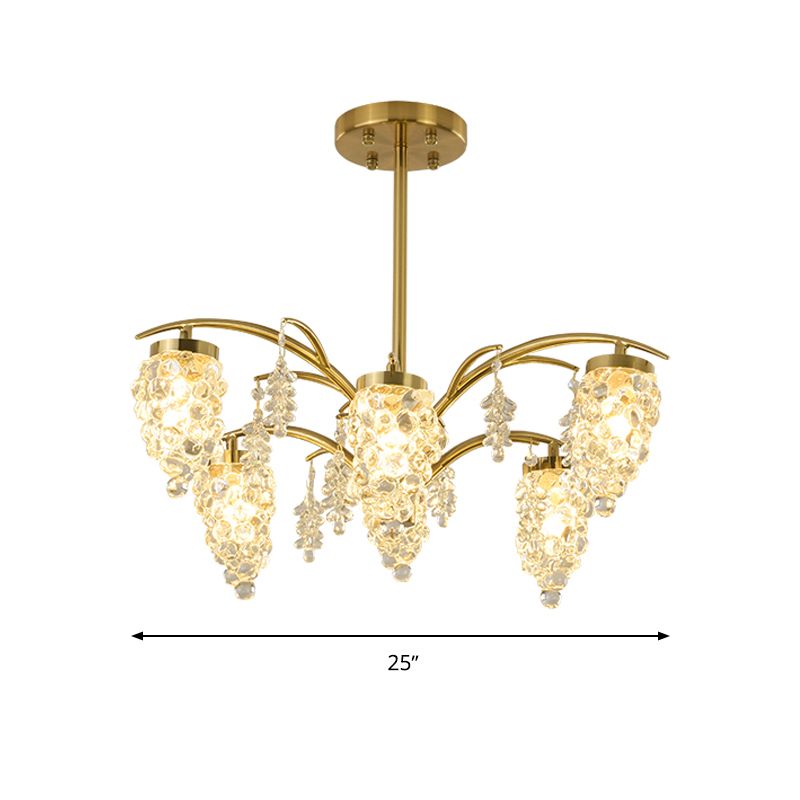 Kristallperlen goldener Hangleuchte Traubenform 6/8 Köpfe Schlafzimmer Kronleuchterleuchte