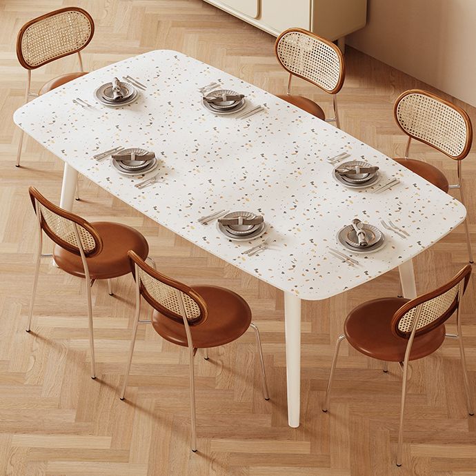 Modern Stone White Dining Table Ash Wood Base for Dining Room