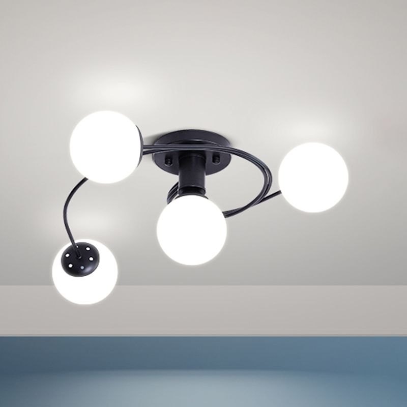 Lámpara de techo de montaje de montura de vidrio simplicidad redonda de semi rascilla luz de techo