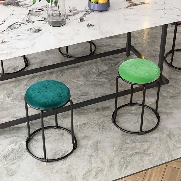 Glam Standard Ottoman Round Plain Velvet Tear Resistant Indoor Ottoman