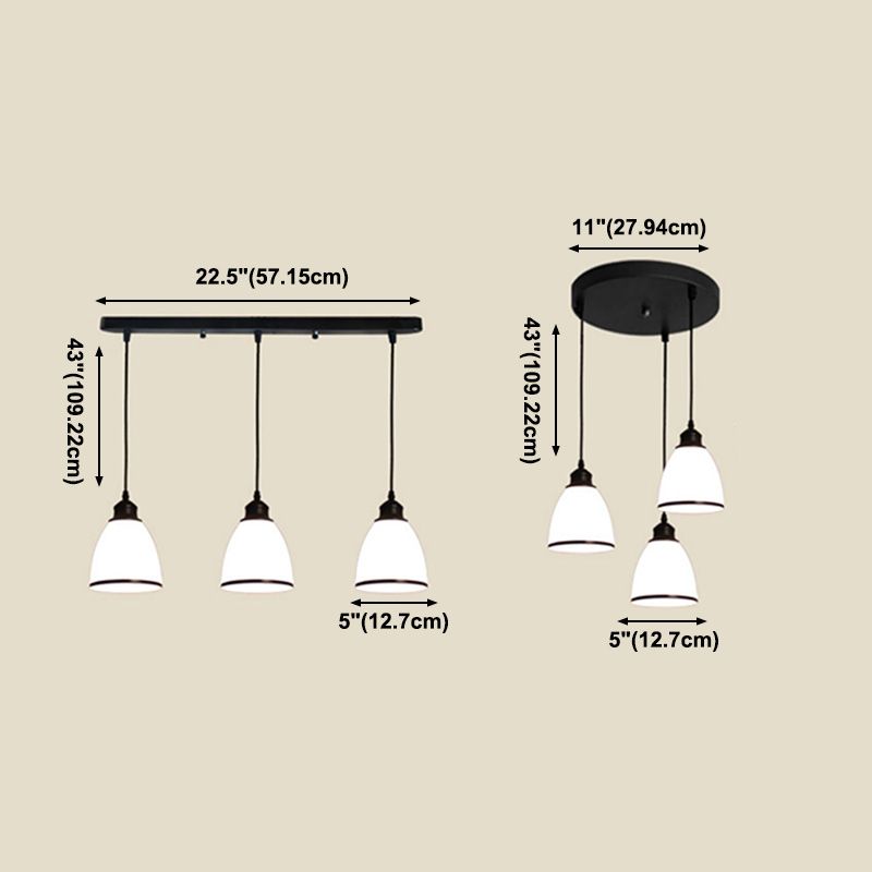 White Glass Hanging Lamps with Glossy Shade Industrial Suspension Pendant