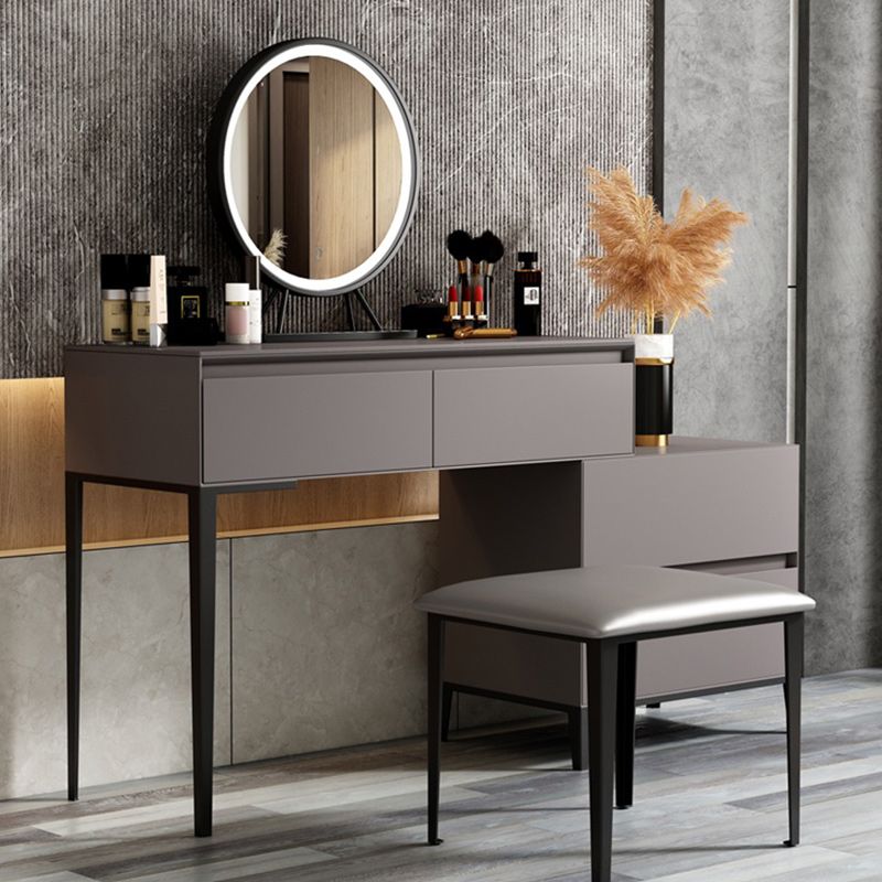 Gray Wooden Vanity, 31.5"/39.4" Wide Makeup Vanity Set with Stool