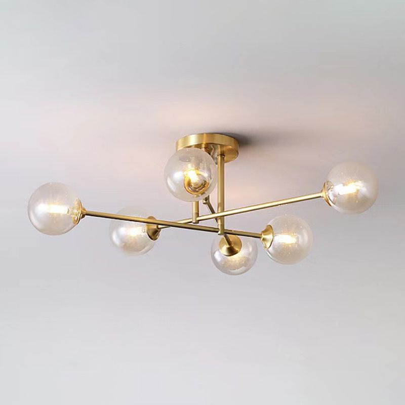 Nordic Style Golden Ceiling Light Ball Shape Glass Shade Ceiling Lamp for Bedroom