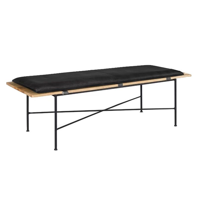 Contemporary Rectangle Upholstered Bench Metal Home Seating Bench with Legs