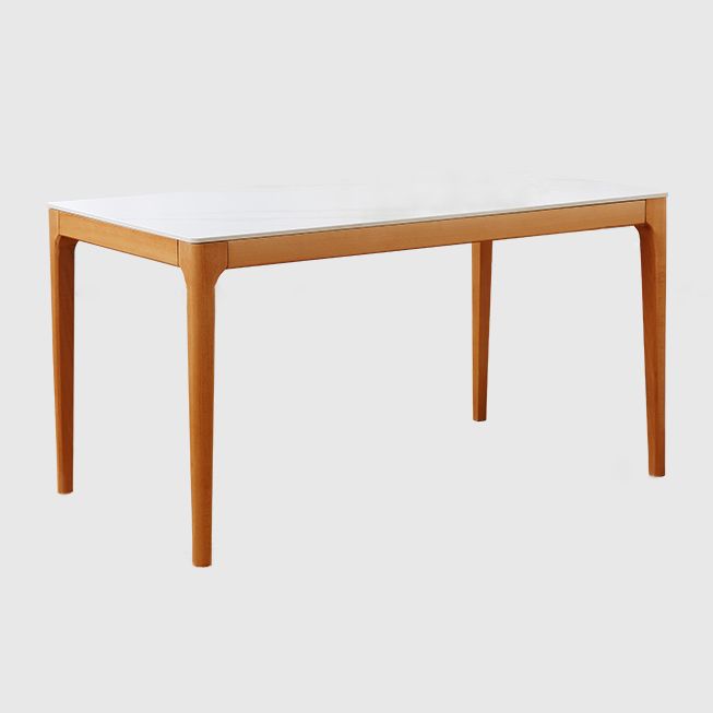 51'' Sintered Stone Rectangle Table Medieval Modern Table with Beech Wood 4 Legs