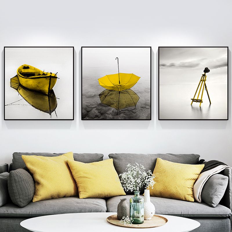 Photographic Still Life Canvas Art Yellow Contemporary Wall Decor for Home, Set of 3
