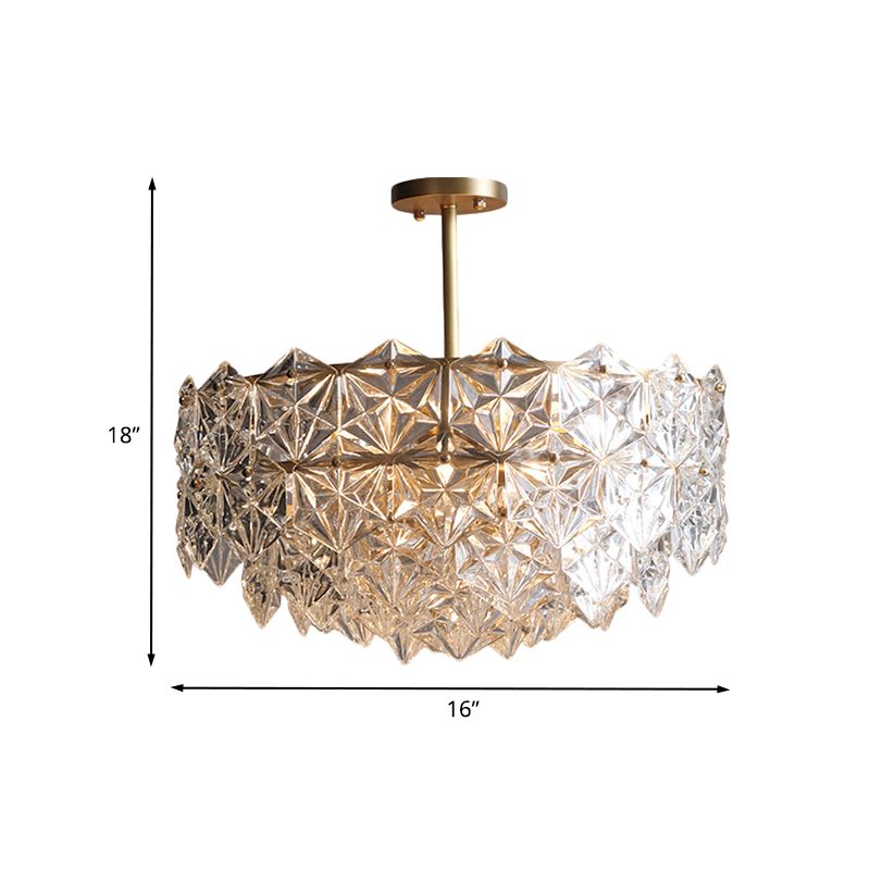 Luminaire de lustre circulaire en laiton vintage biseauté k9 cristal 6 têtes de salon pendentif plafond
