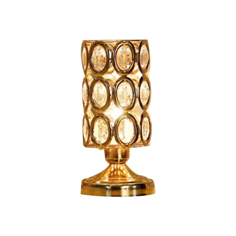 Modernisme 1 Tableau de bulbe Lumière avec une teinte incrustée en cristal Gold Facered / Cylinder Lampe