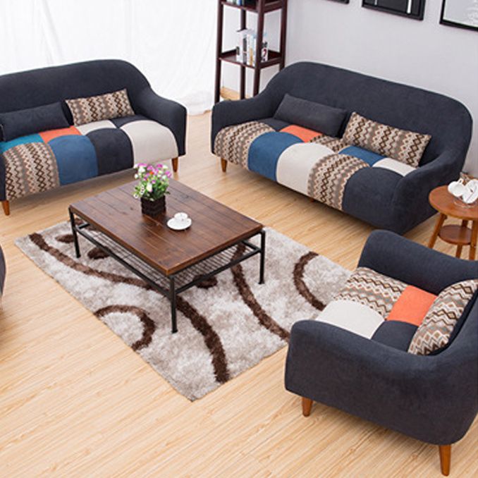 31.88" High Sloped Arm Sofa Modern Style Pillow Back Fabric Sofa