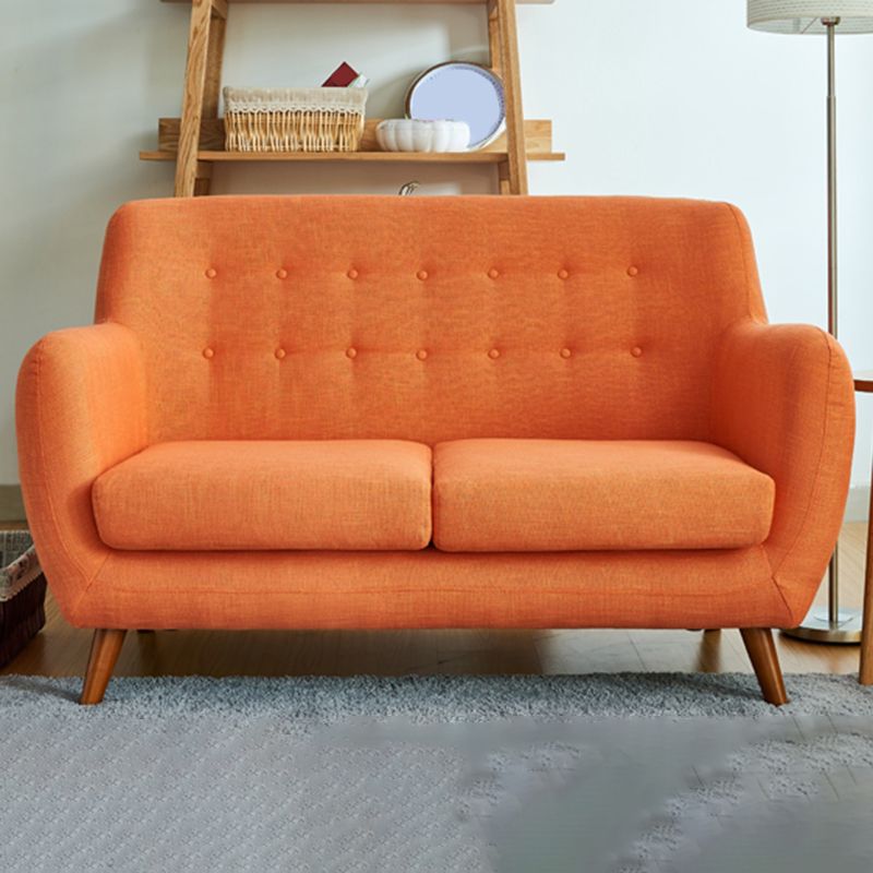 Contemporary Tight Back  Fabric Settee Square Arm Standard Sofa