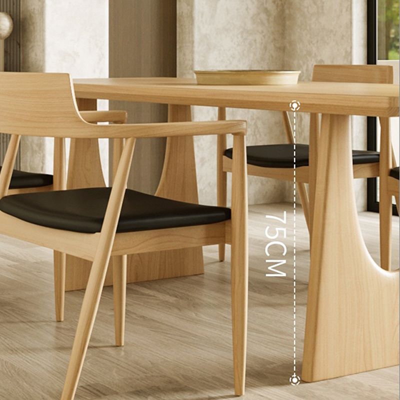 Double Pedestal Table Contemporary Wood Dinner Table for Home