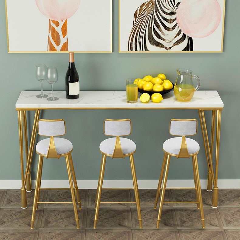 Modern Style Bistro Bar Table Rectangle Faux Marble Bar Table for Home