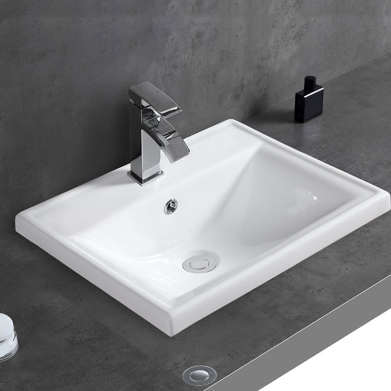 Contemporary Bathroom Sink with Overflow Porcelain Round Vessel Bathroom Sink Only