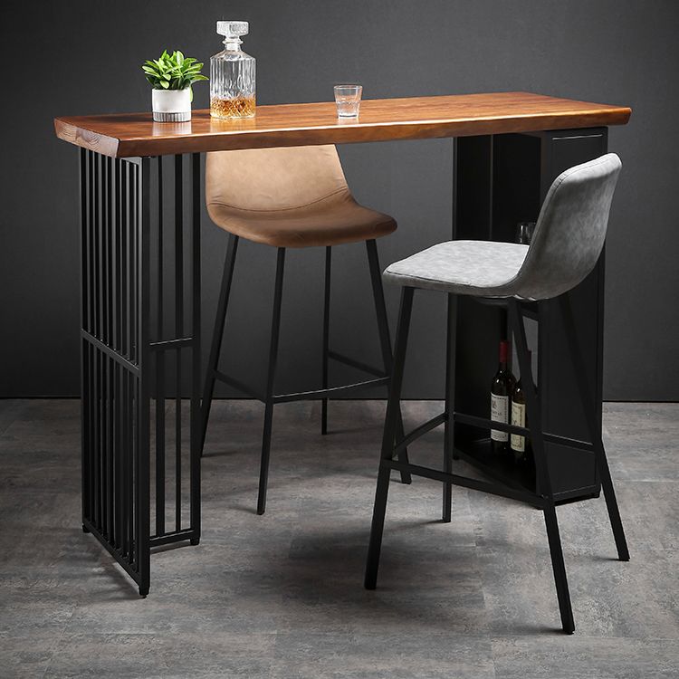 Indoor Glam Pub Set Natural 1/2/3 Pieces Wood and Metal Pub Table Set with Storage