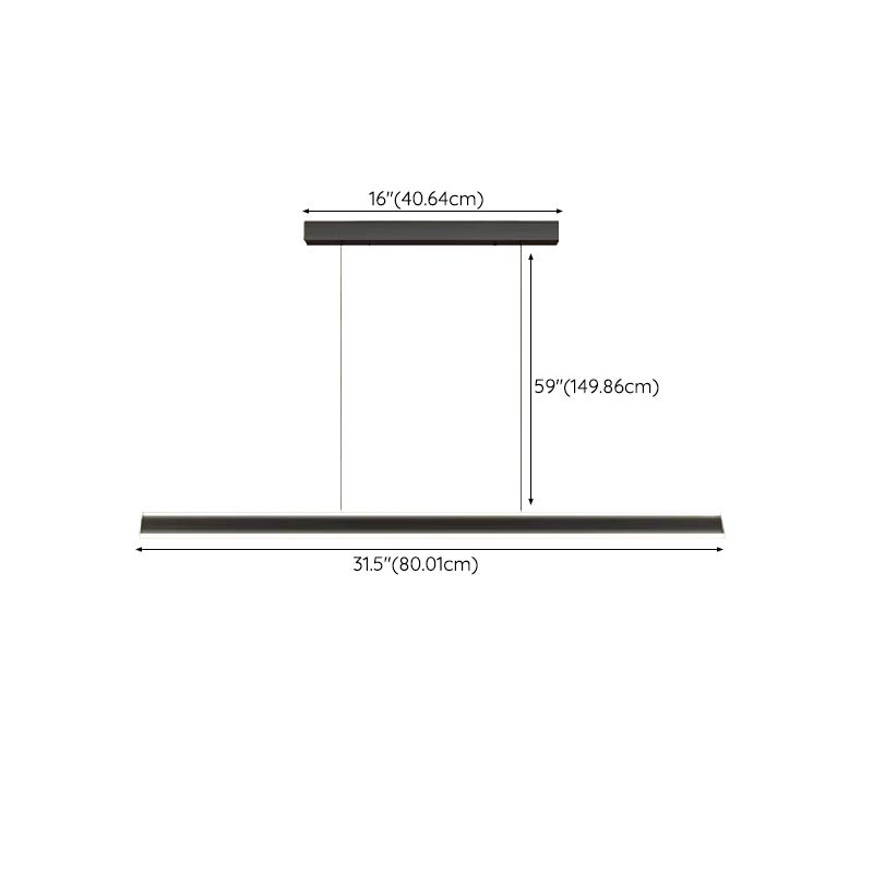 Modern Style Linear Shape Island Pendants Metal Pendant Lights in Black for Dining Room