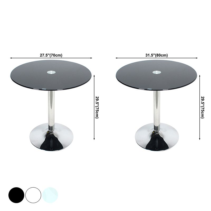 Round Tulip Base Contemporary Dining Table Three-Color Fixed Table of Glass