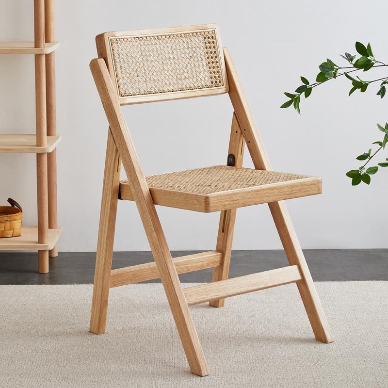 Traditional Folding Rattan Side Chair Wood Dining Side Chair