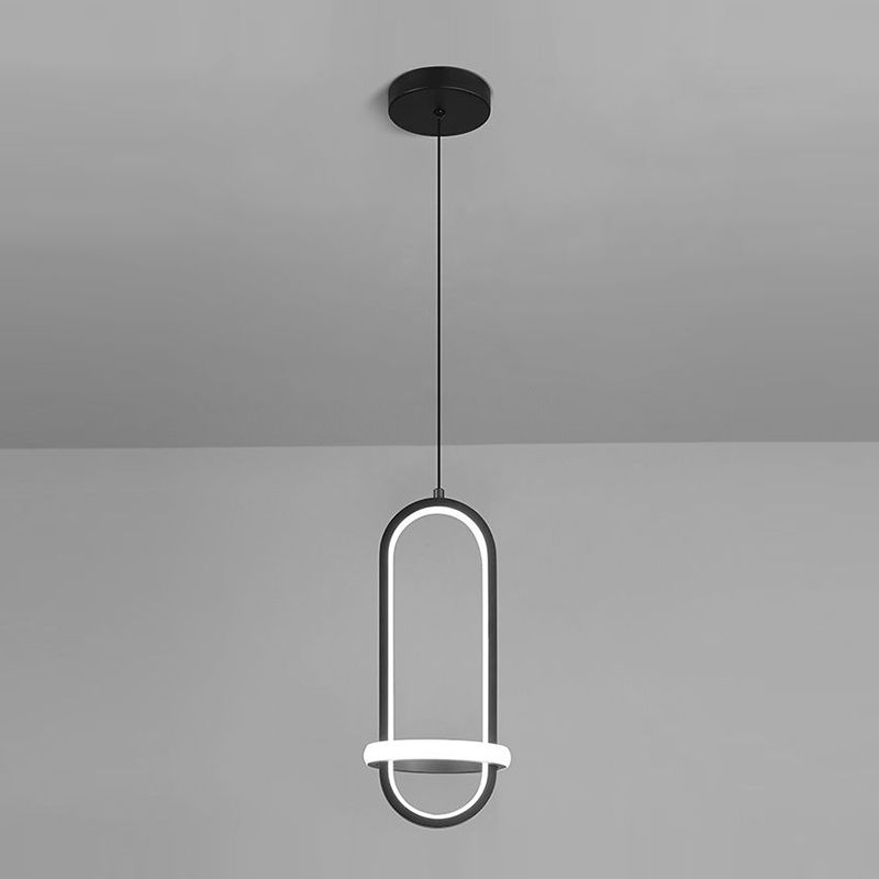 Linear Shape Hanging Lighting Modern Style Metal 2 Light Hanging Lamp for Bedroom