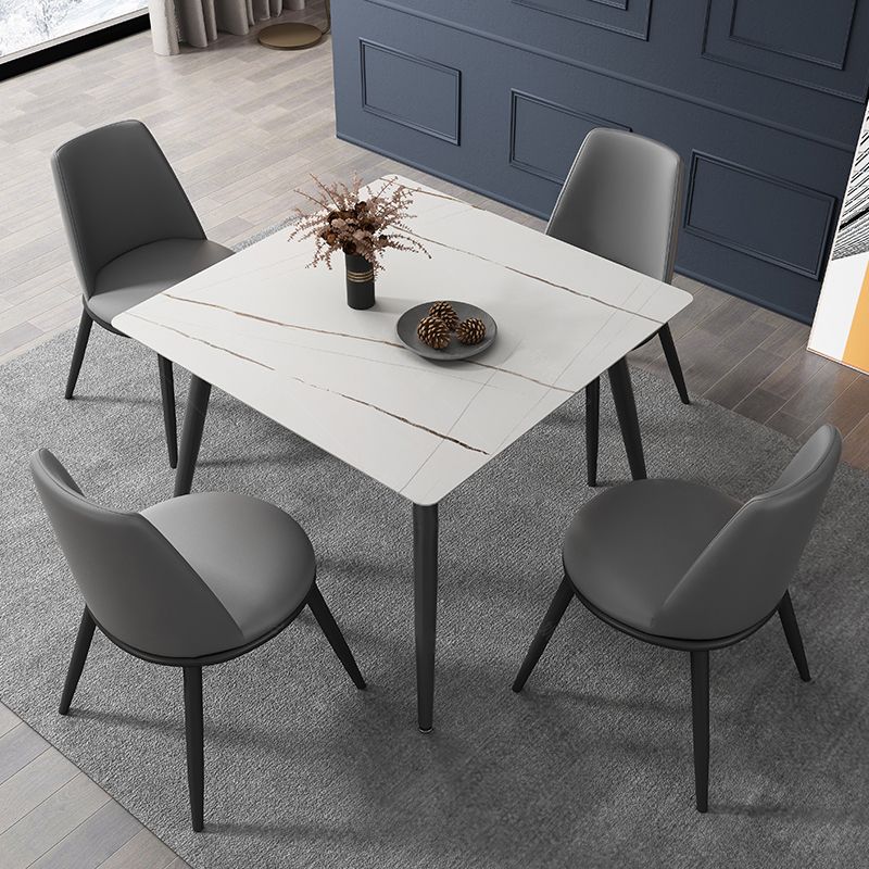 Vierkante vierkleurige eettafel Gesinterde stenen tafel Industrieel met 4 poten