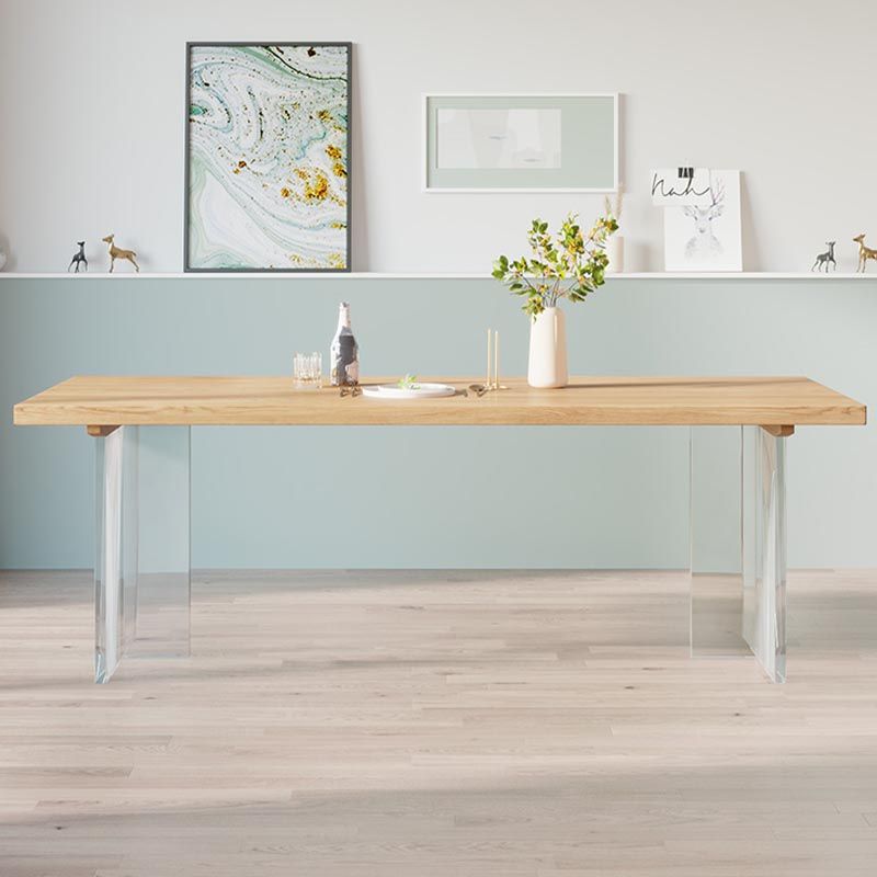 Modern Solid Wood Dinette Table Acrylic Base Dining Table for Living Room