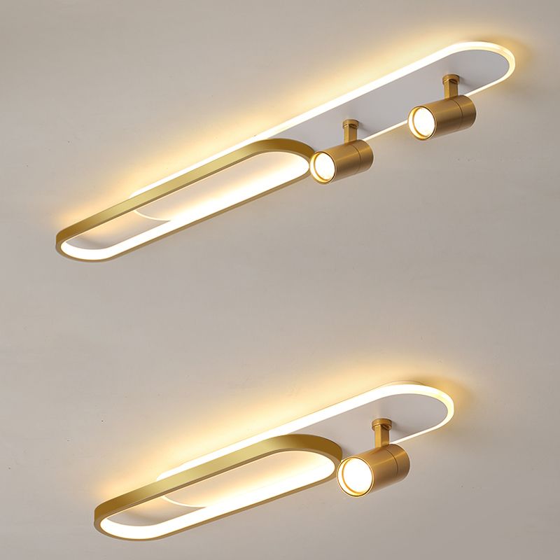 Indoor LED Semi Flush Ceiling Light in Modern Simplicity Metal Ceiling Fixture with Oblong Acrylic Shade