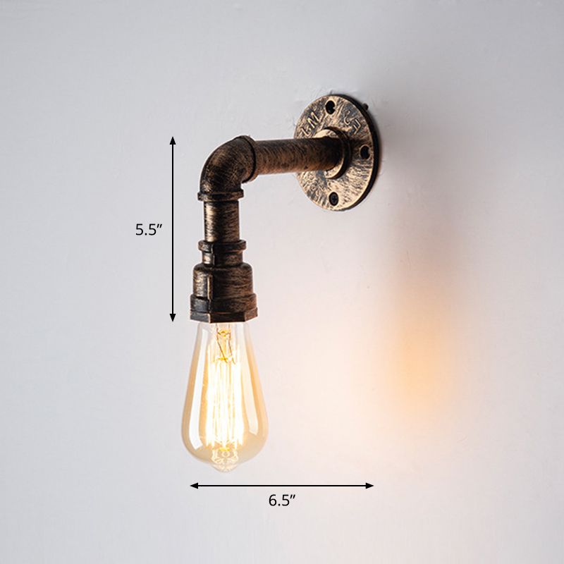 Iron Water Pipe Wall Lamp Rustic Style Restaurant Wall Lighting Fixture in Bronze