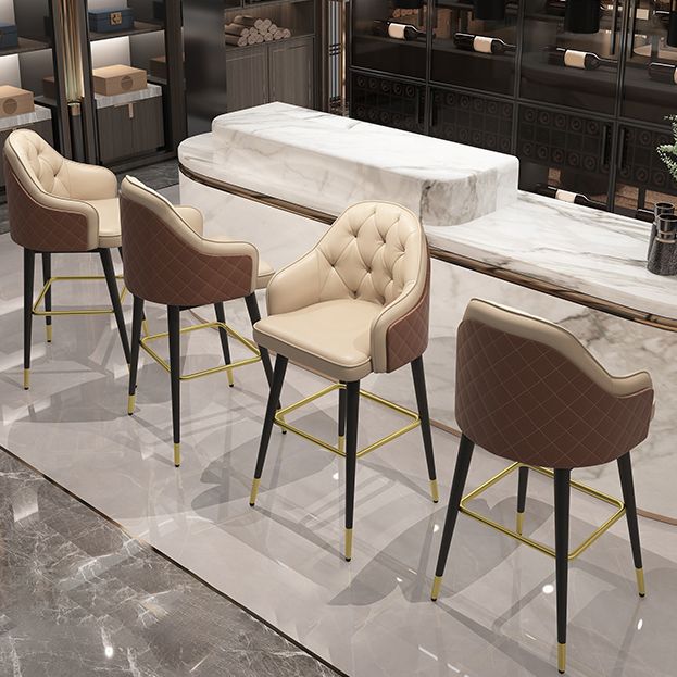 Glam Leather Bar Stool Backrest Counter Stool for Bristol with Metal Legs