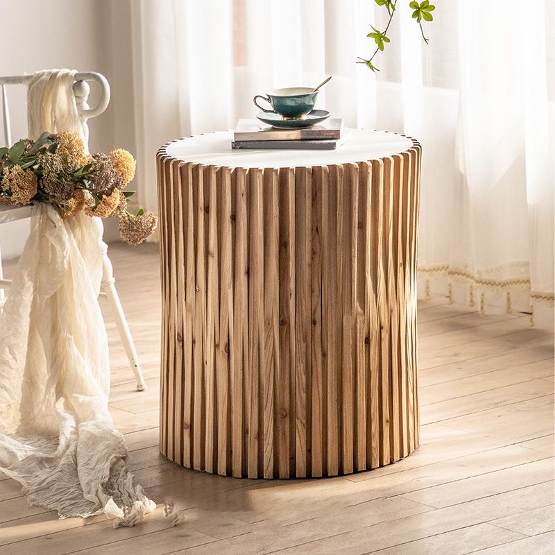 Round Solid Wood Side Table Rustic Tree Stump Side End Snack Table
