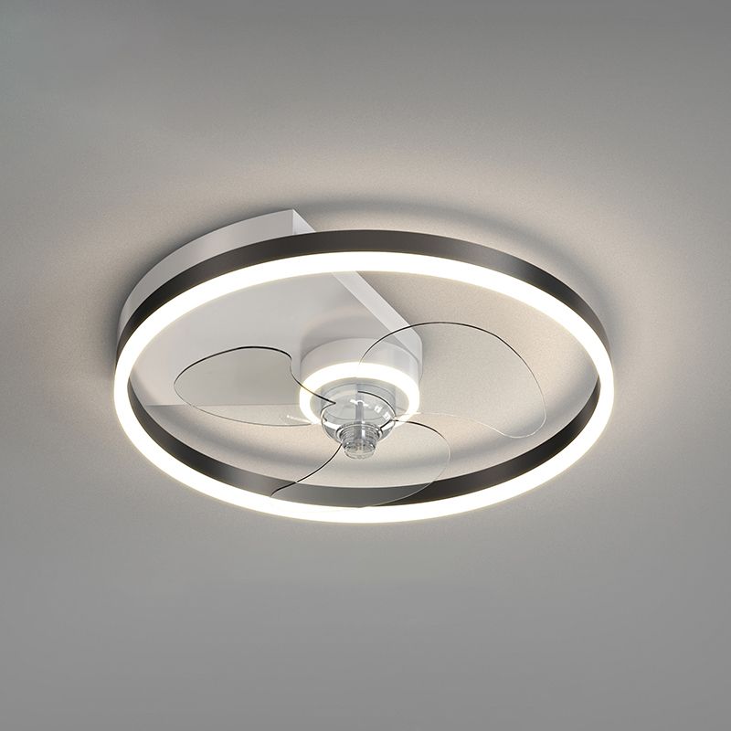 Metal Round Fan Ceiling Lighting Modern Style 1-Light Flush Mount Lamp