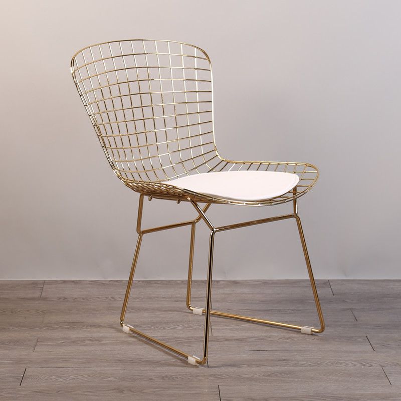 Sillas sin brazos de comedor de metal contemporáneo, respaldo abierto, silla lateral para uso doméstico