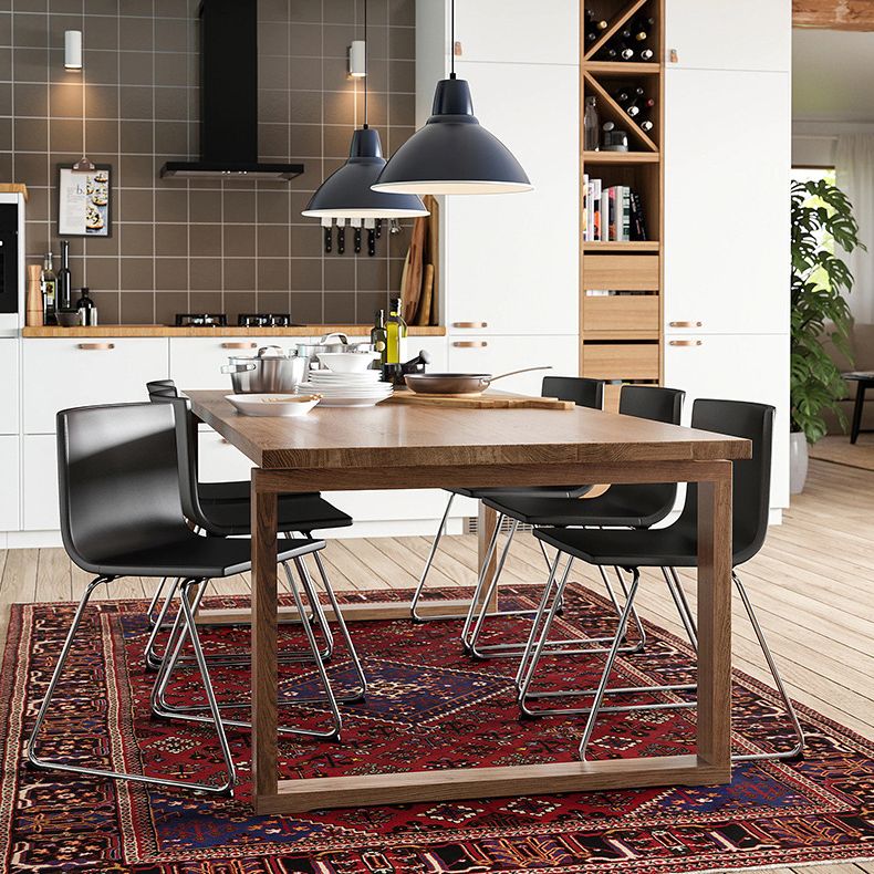 Mesa de pino de mesa de comedor de madera con base de trineo