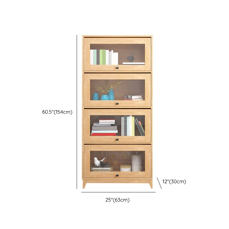 Natural Standard Bookshelf Wooden Modern Closed Back Bookcase