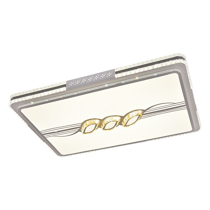 Plafonnier encastré moderne à LED en cristal à facettes rectangulaires en acier inoxydable