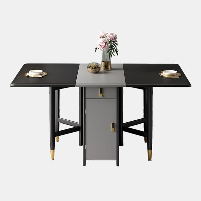 Mid-Century Modern Dining Table Rubberwood Solid Wood Table with Black Ash Solid Wood Base