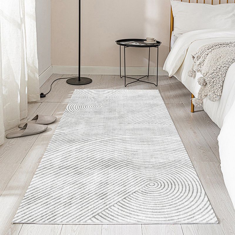 Gray Modern Carpet Polyester Swirl Marks Carpet Washable Carpet for Living Room