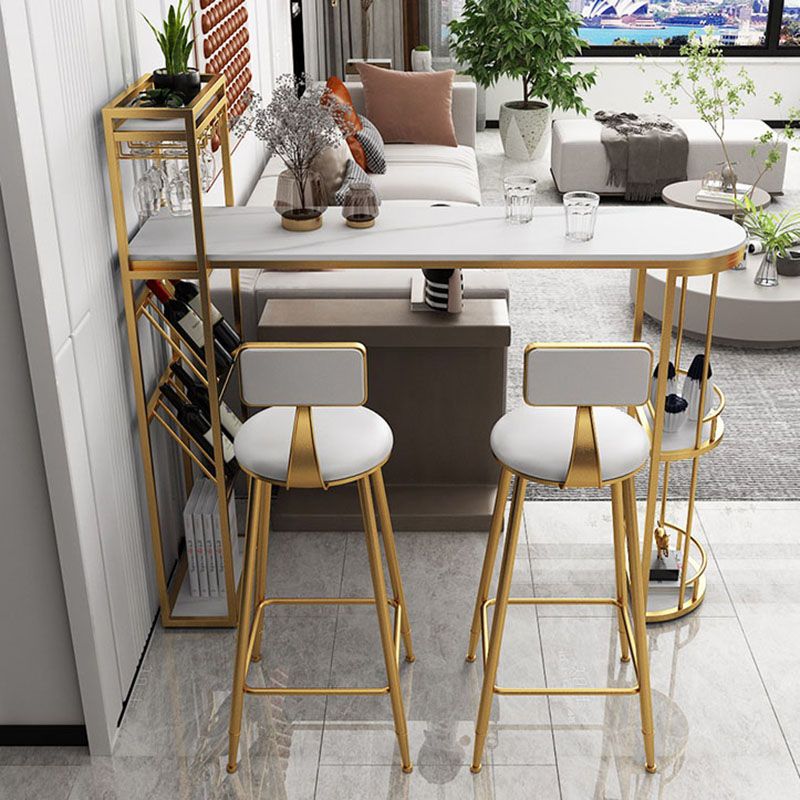 Table à manger à barre de pierre blanc glamour