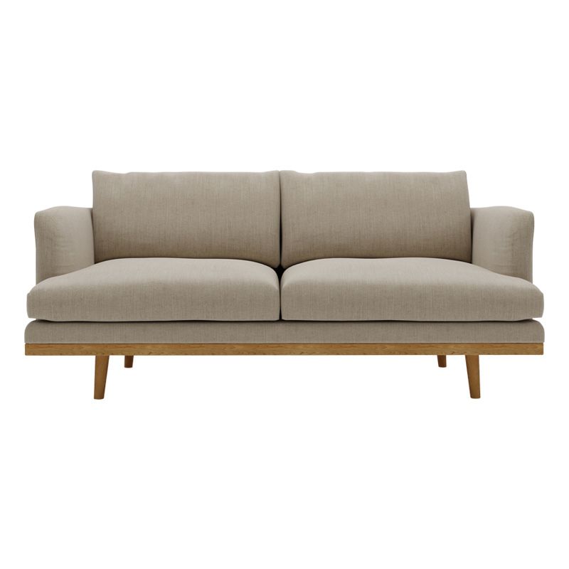 Modern 29.52" H Cotton Blend Wood Frame Recessed Arm Loveseat