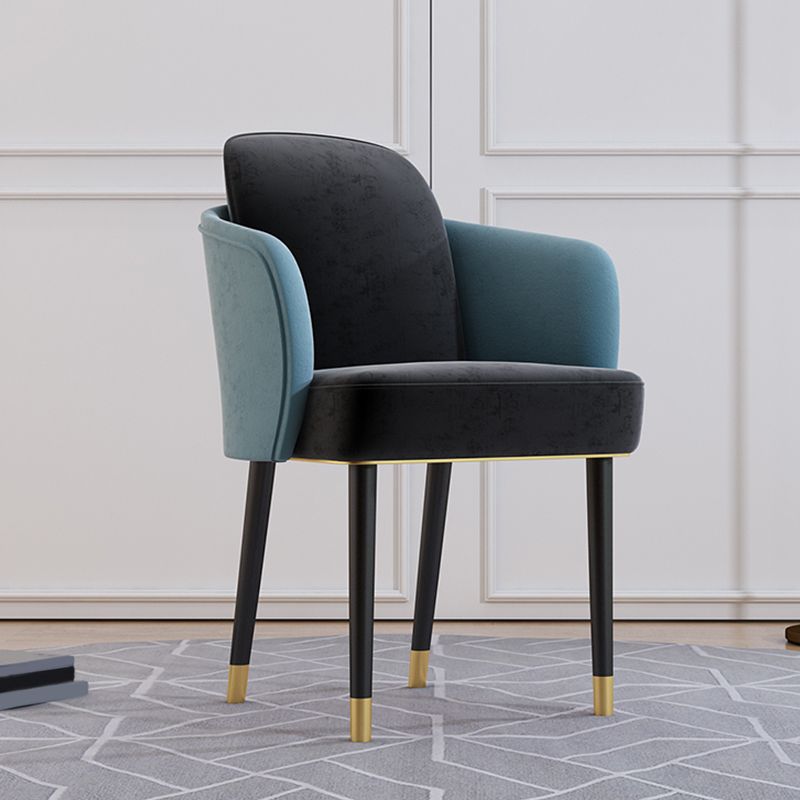 Upholstered Velvet Arm Chair Industrial Parsons Chair with Metal Legs