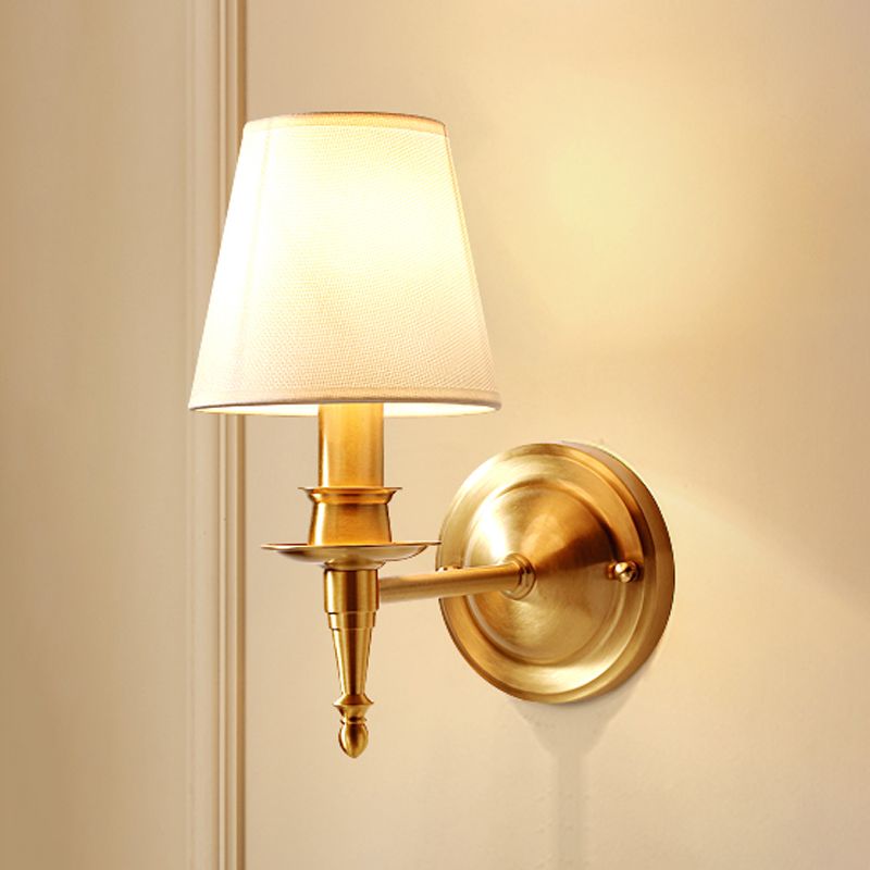 American Style Copper Wall Light Cylinder Shape Wall Lamp for Bedroom