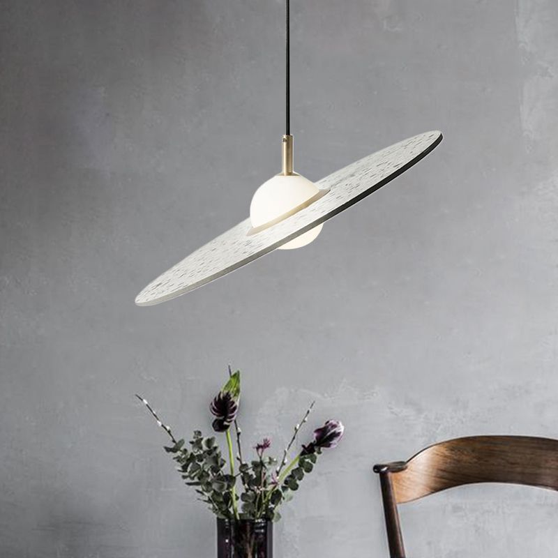 Ufo Shaped Pendant Lamp Modern Concrete 1 Light Black/White/Pink Hanging Ceiling Light